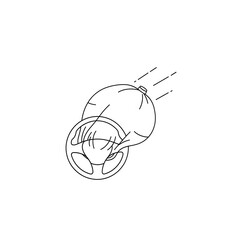 Airbag deployment during car accident in illustration style  