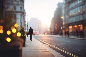 City Street Scene with Pedestrian