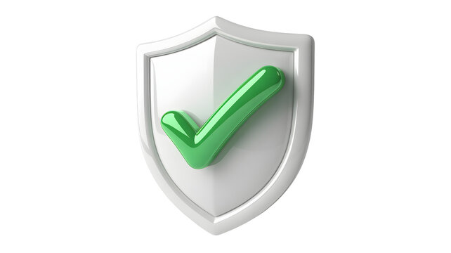 Strong data protection with a green checkmark on a white shield assures security and validation