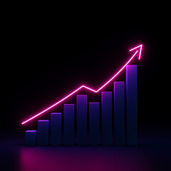 Neon Growth Upward Trending Bar Graph for Success and Financial Increase