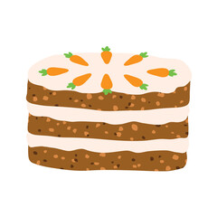 carrot cake with creamy frosting; perfect for bakery designs, menus, posters, and culinary projects- vector illustration