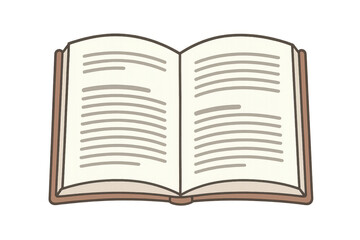 Open book lying on transparent background showing text inside