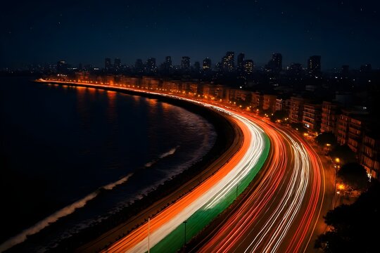 Mumbai marine drive at night long exposure light trails cityscape india travel photography cityscape view