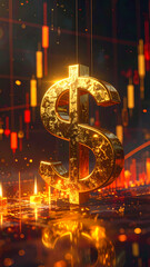 Golden dollar symbol artistic illustration