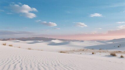 Vast White Sand Dunes Under Clear Blue Sky at Sunset