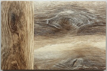 Neutral medium wood-look luxury vinyl sample on white background