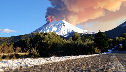 Volcanic eruption mountain landscape