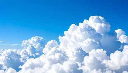 Naklejka premium Bright blue sky filled with scattered fluffy white clouds