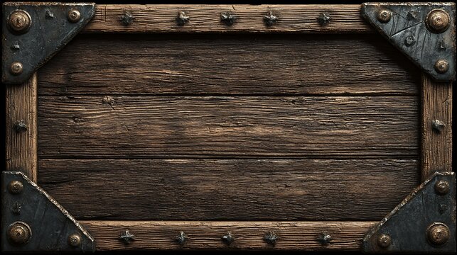 Wooden billboard with thin iron border, Warcraft 3 RPG style
