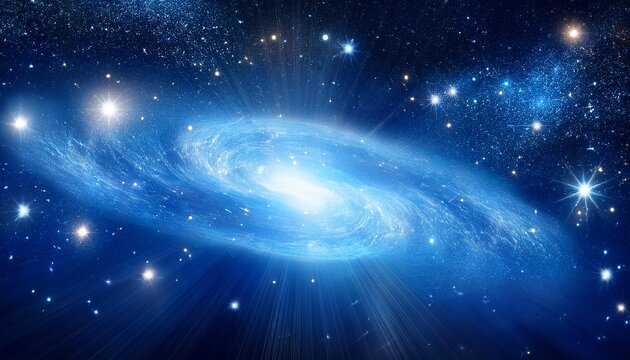 ethereal cosmic background of spinning stars and nebulae with sparkling lights in deep blue universe for abstract and space themes - Powered by Adobe