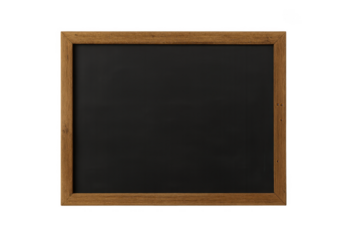 Empty blackboard with wooden frame on transparent background for educational purposes
