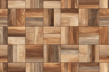 Seamless wooden tile pattern with warm brown and beige tones