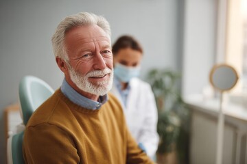 Fototapeta premium Smiling Senior Man at the Dentists Office
