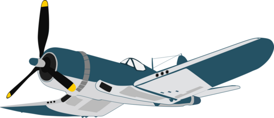 Vintage F4U corsair military aircraft, navy airplane vector illustration