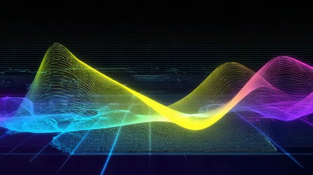 Fractal wave and particle patterns in a blue virtual space with technology-inspired design and motion effects - Powered by Adobe