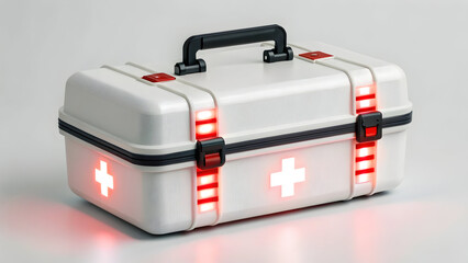 Medical Kit Mockup With Pulsing Red And White Light
