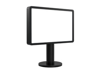 Modern black digital display screen on a stand isolated on transparent background
