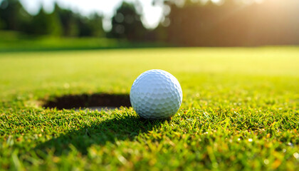 Obraz premium Golf ball in grass hole