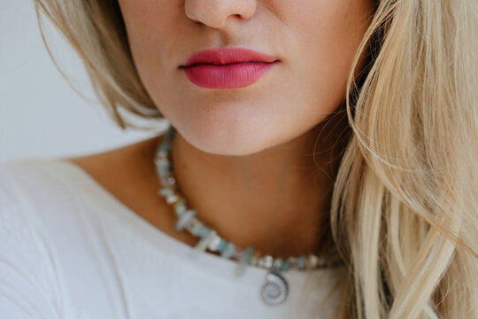 beauty portrait with pink lips