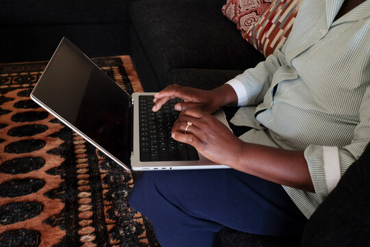 Working on Laptop Indoors
