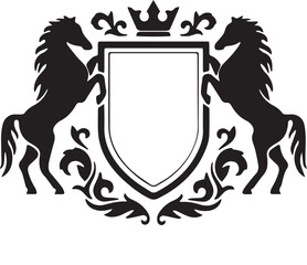 Royal Crest with Horses and Shield
