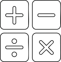 Obraz premium Mathematical operation symbols vector set including addition subtraction division multiplication icons