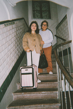 Goodbye on the stairs

