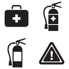 Set of fire extinguisher black vector