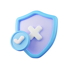 3d shield with a cross. Protection of health from diseases. illustration of 3d rendering.