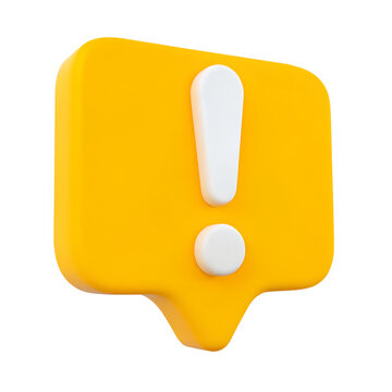 3d minimal exclamation mark icon. warning icon. beware, watch out, be careful. 3d illustration.