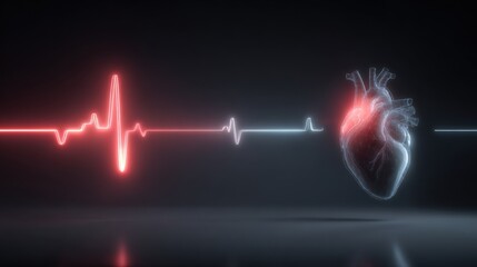 Modern, elegant vector design of an ECG heartbeat line that pulsates rhythmically