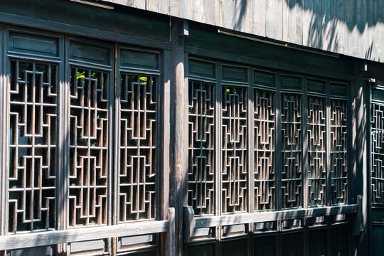 Close-up of Chinese Traditional Architectural Doors and Windows