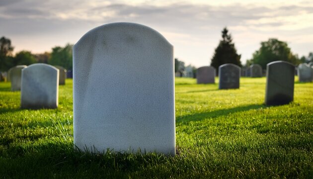 blank headstone in cemetery