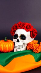 Ornamental skull decorated with roses