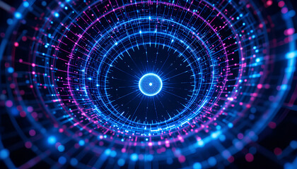 Data Vortex AI Cyberspace Blue & Magenta Technology Flow

