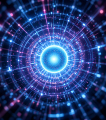 Cyberspace Data Vortex Blue & Magenta Artificial Intelligence Waves

