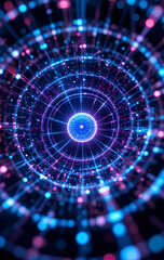 Obraz premium AI Technology Cyberspace Data Vortex Blue & Magenta Energy