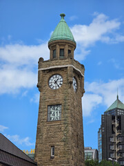 Clock Tower with Copper Dome in Hamburg