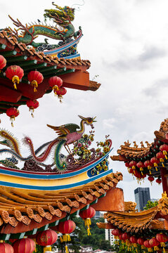 Dragon and phoenix temple roof