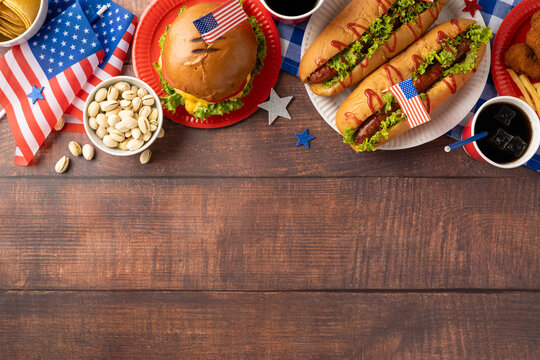 Labor Day and Independence Day feast celebrating American picnic tradition with patriotic decorations