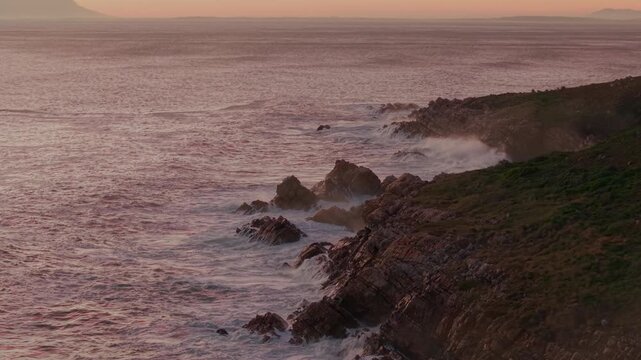 Ocean landscape with waves and dramatic evening light