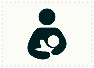 Breastfeeding symbol vector graphic representing mother and baby nursing, a universal icon of maternal care and infant nutrition. Universal symbol series.