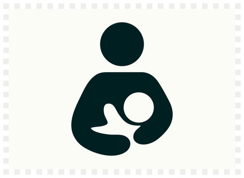 Breastfeeding symbol vector graphic representing mother and baby nursing, a universal icon of maternal care and infant nutrition. Universal symbol series.