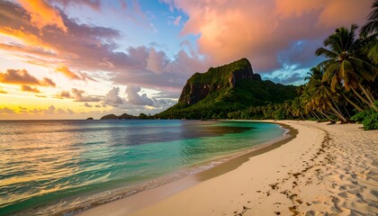 Obraz premium Tropical sunset beach scene