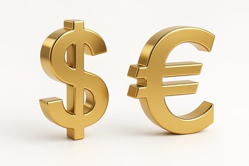 dollar and euro on a white background. Financial, exchange operations, currency exchange. 