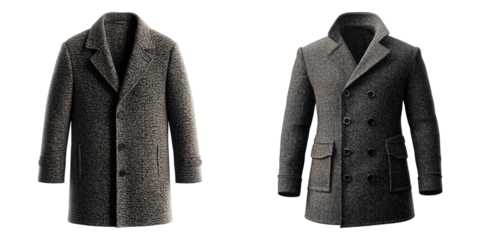 Set of wool coat isolated on transparent background