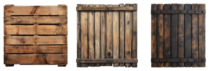 Set of wooden pallet isolated on transparent background