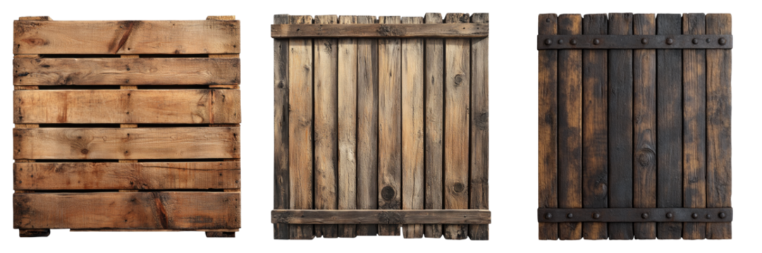 Set of wooden pallet isolated on transparent background