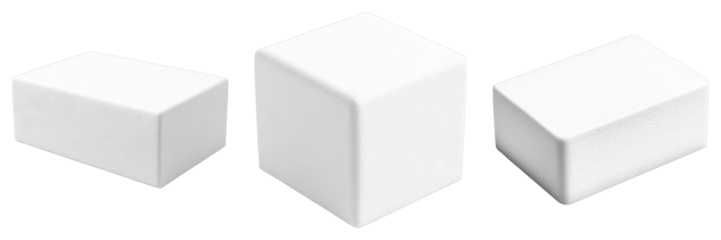 Set of white foam box isolated on transparent background
