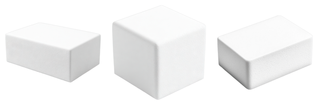 Set of white foam box isolated on transparent background